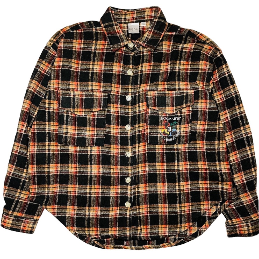 HARRY POTTER Womens Flannel Shirt Jacket Large Wool Blend HOGWARTS Relaxed Fit - Picture 2 of 9